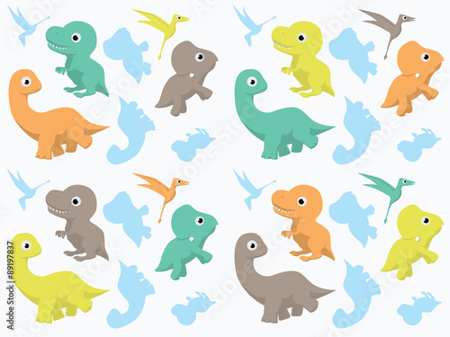 Naklejka ładny kreskówka tyranozaur wzór dinozaur