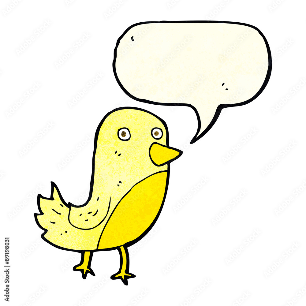 cartoon yellow bird with speech bubble cartoon yellow bird with speech bubble