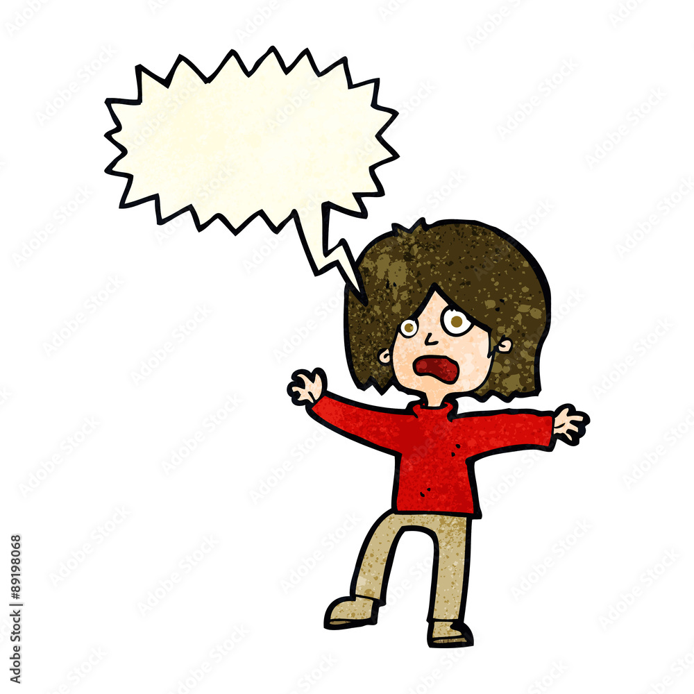 cartoon unhappy person with speech bubble cartoon unhappy person with speech bubble