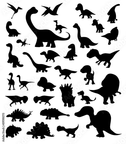 Dinosaur Cartoon Silhouettes Vector