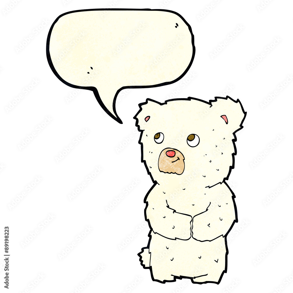 cartoon polar bear cub with speech bubble cartoon polar bear cub with speech bubble