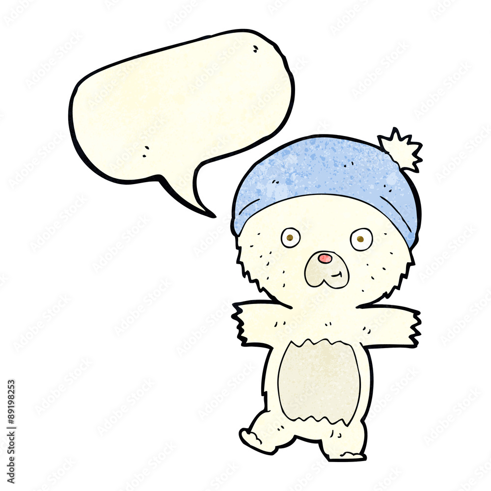 cartoon cute polar bear with speech bubble cartoon cute polar bear with speech bubble