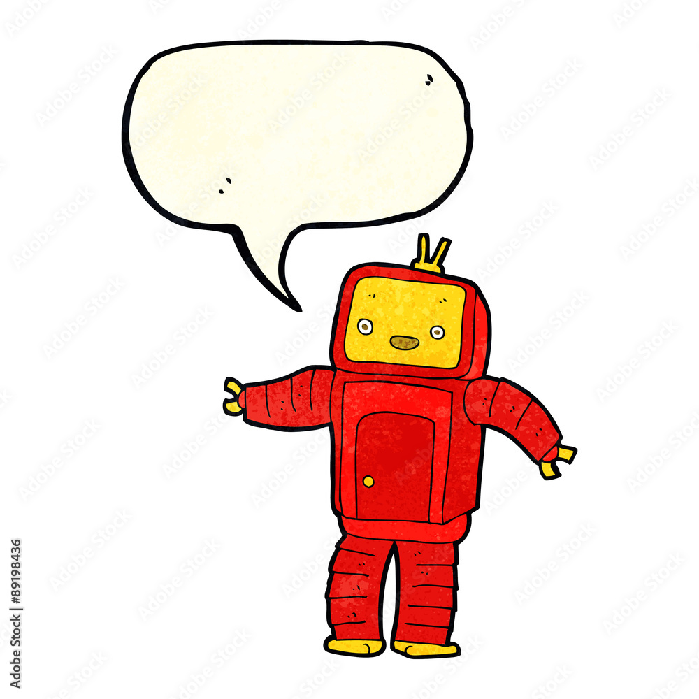 cartoon robot with speech bubble cartoon robot with speech bubble