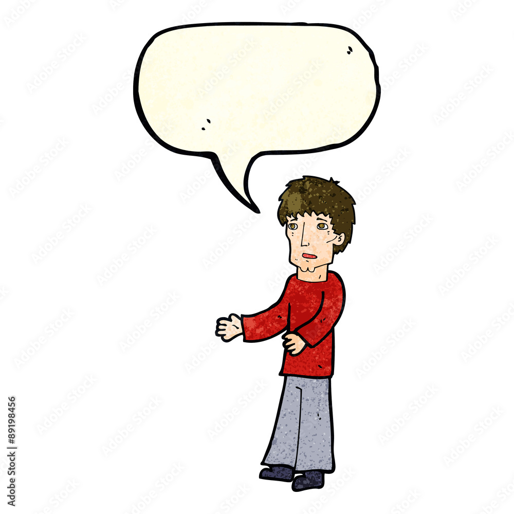 cartoon man explaining with speech bubble cartoon man explaining with speech bubble
