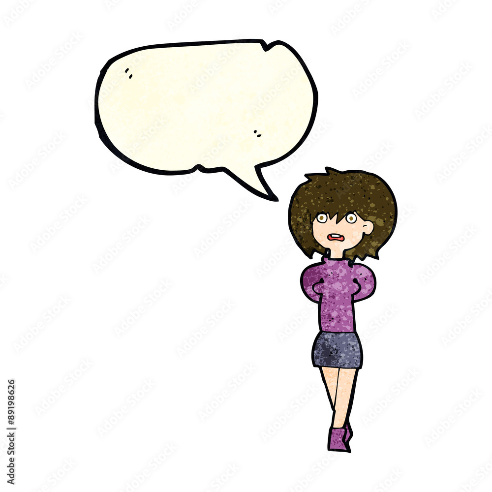 cartoon shocked woman with speech bubble cartoon shocked woman with speech bubble