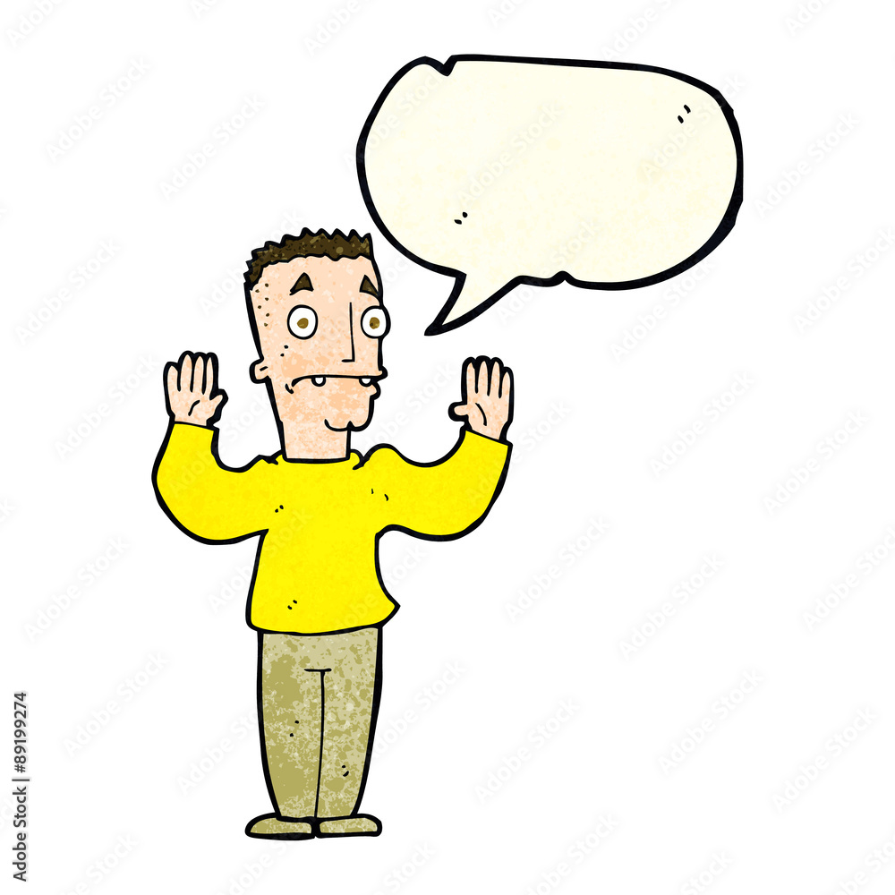 cartoon man surrendering with speech bubble cartoon man surrendering with speech bubble