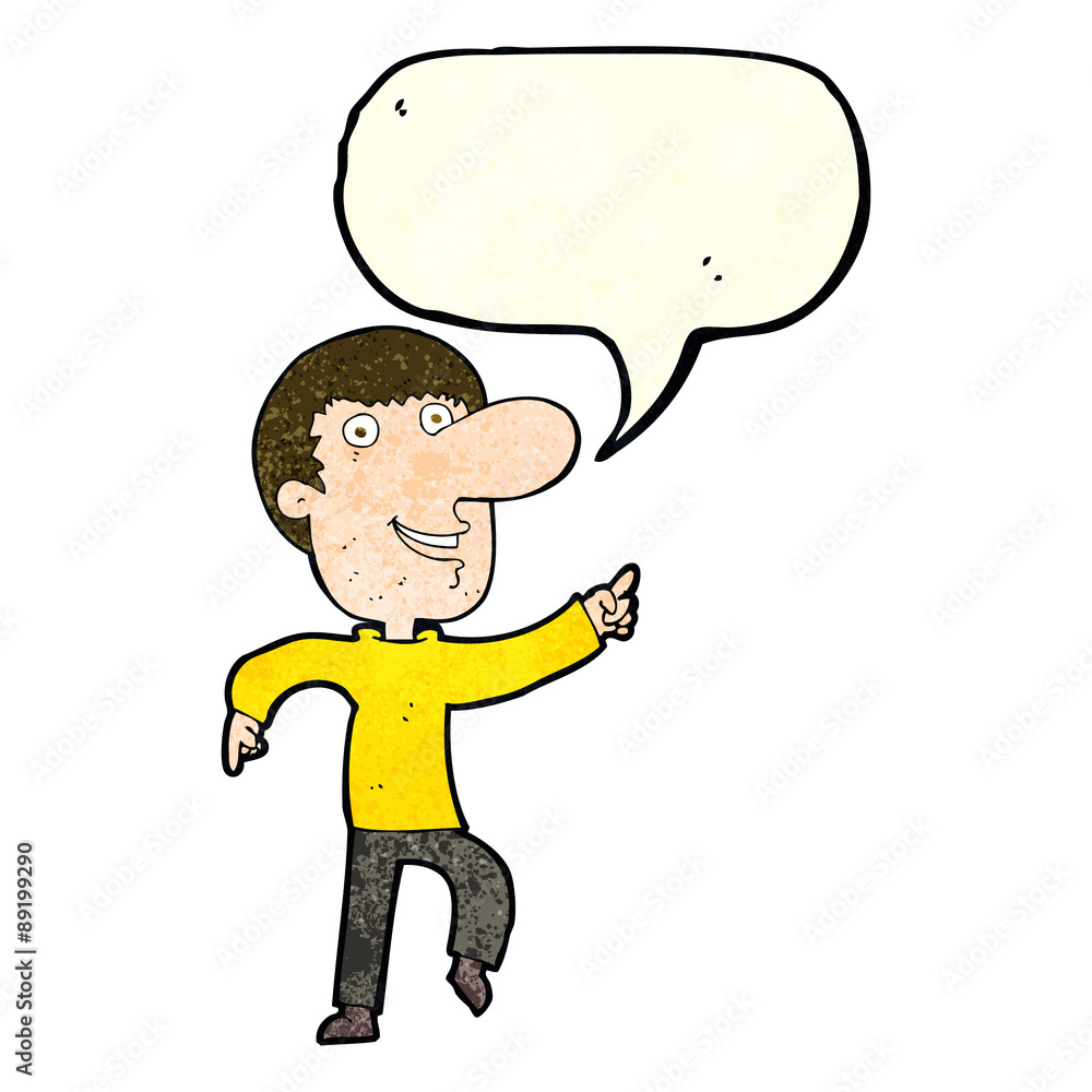 cartoon happy man dancing with speech bubble cartoon happy man dancing with speech bubble