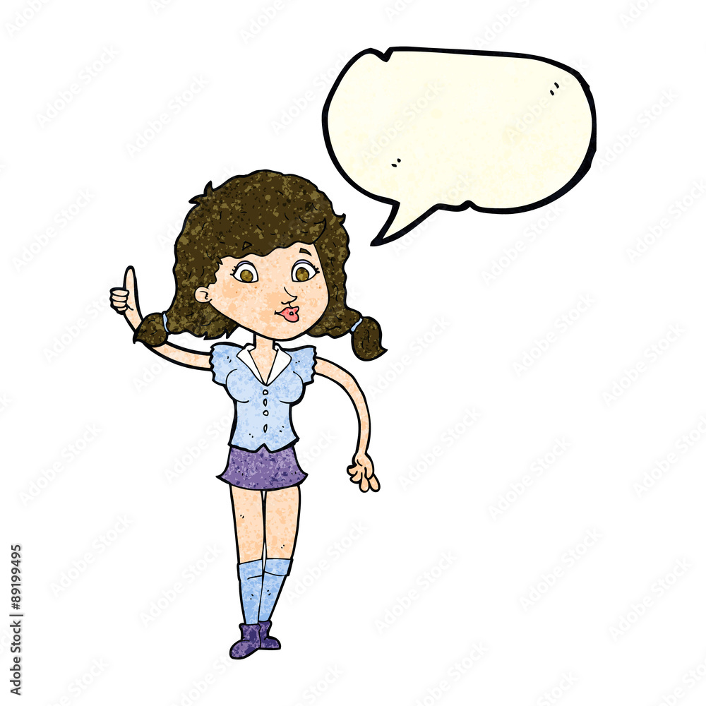 cartoon pretty woman with idea with speech bubble cartoon pretty woman with idea with speech bubble