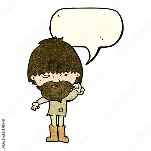 cartoon hippie man in wellington boots with speech bubble