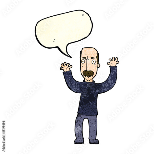 cartoon angry dad with speech bubble