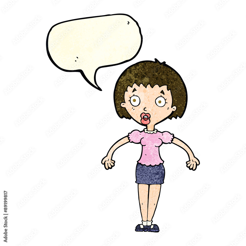 cartoon confused woman shrugging shoulders with speech bubble cartoon confused woman shrugging shoulders with speech bubble