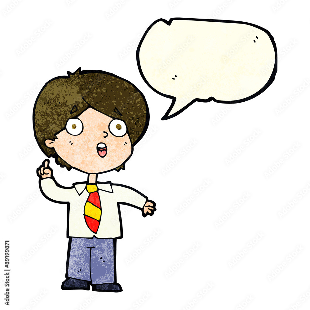 cartoon schoolboy answering question with speech bubble cartoon schoolboy answering question with speech bubble