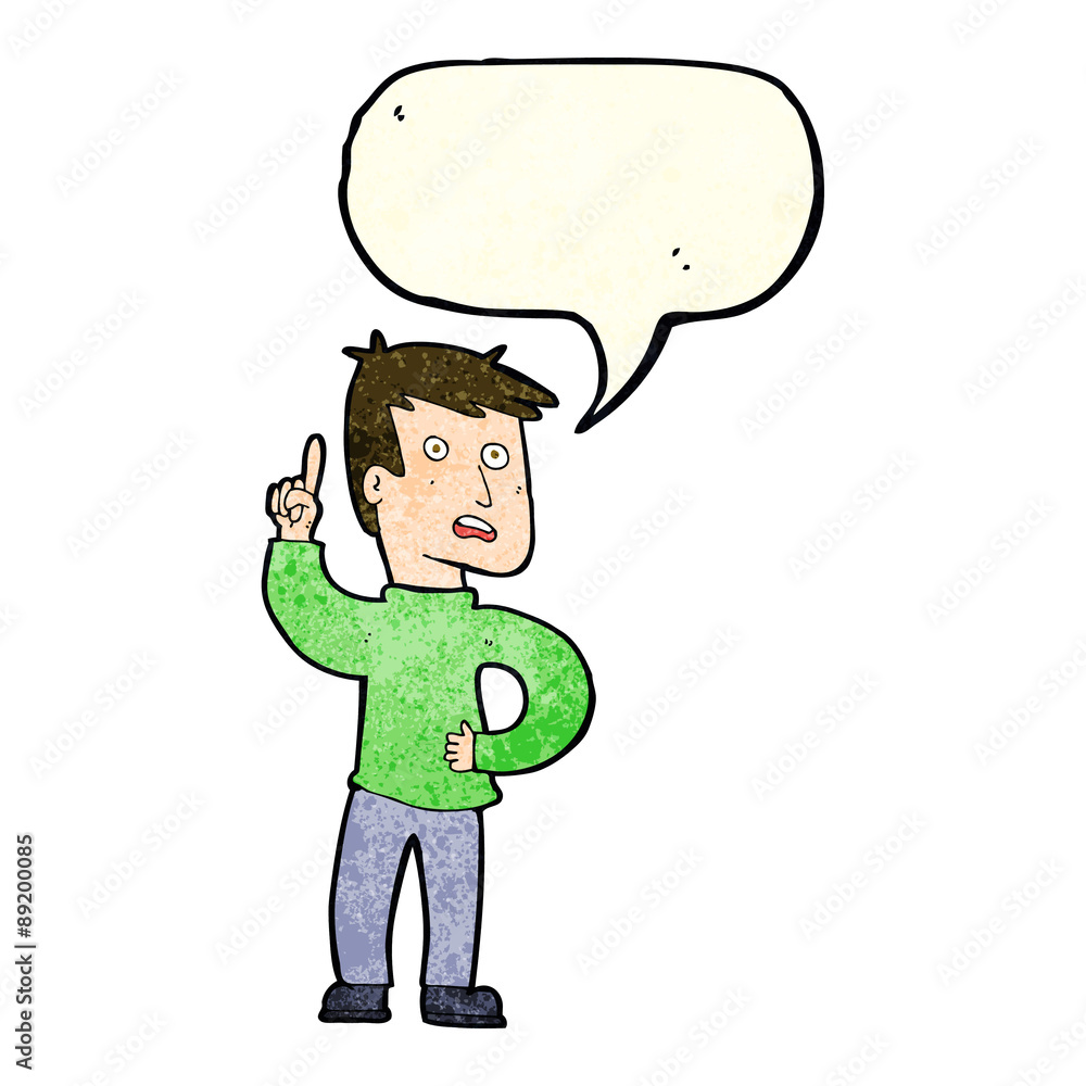cartoon boy with idea with speech bubble cartoon boy with idea with speech bubble