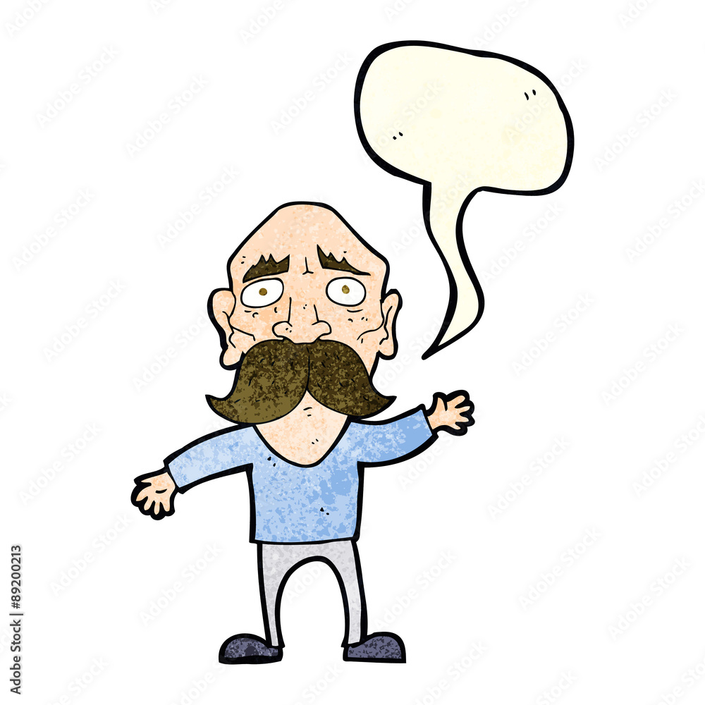 cartoon worried old man with speech bubble cartoon worried old man with speech bubble