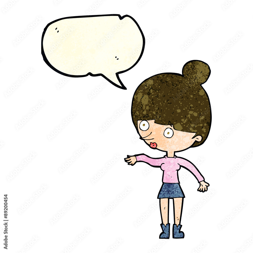 cartoon surprised woman with speech bubble cartoon surprised woman with speech bubble