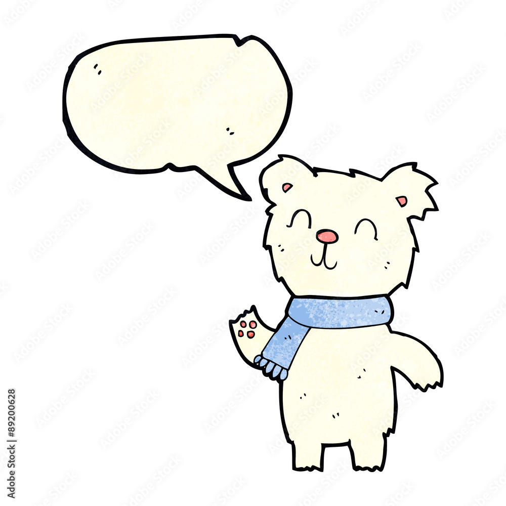 cartoon cute polar bear cub with speech bubble cartoon cute polar bear cub with speech bubble