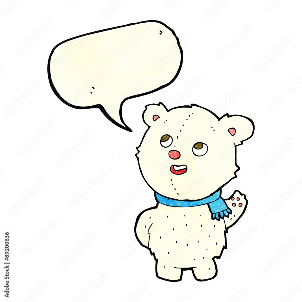 cartoon cute polar bear cub with speech bubble cartoon cute polar bear cub with speech bubble
