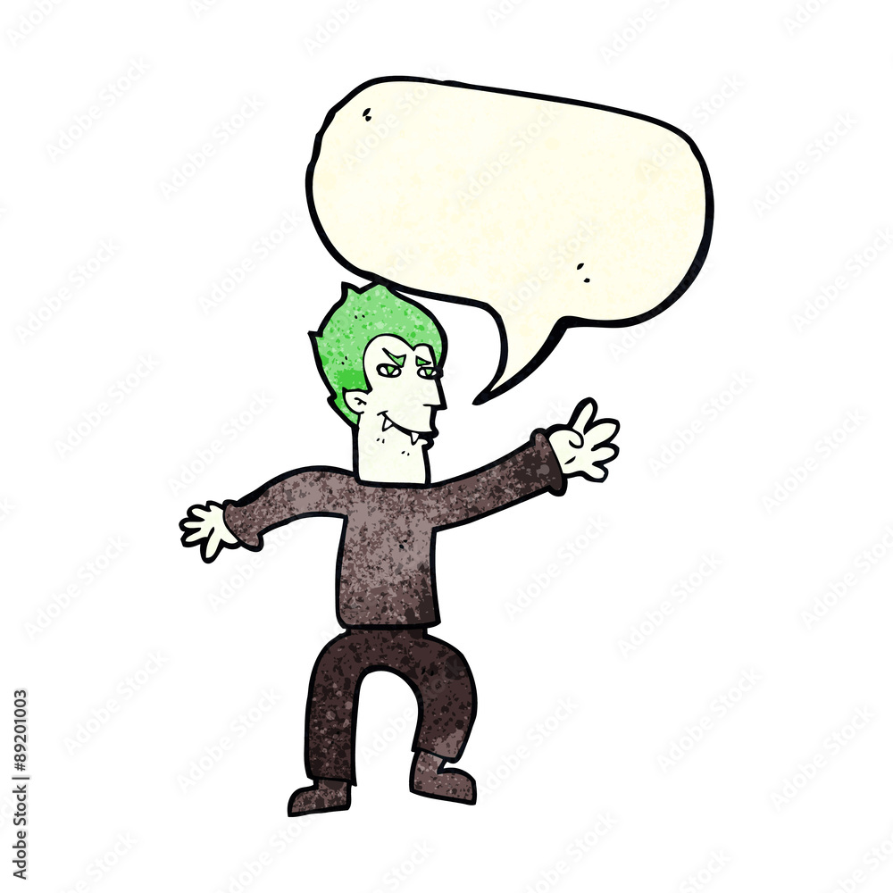 Fototapeta premium cartoon vampire man with speech bubble
