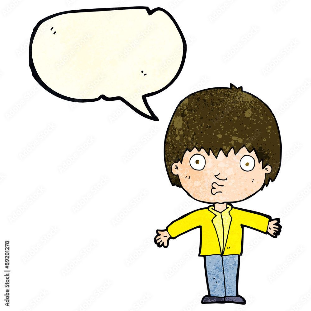 cartoon amazed boy with speech bubble cartoon amazed boy with speech bubble
