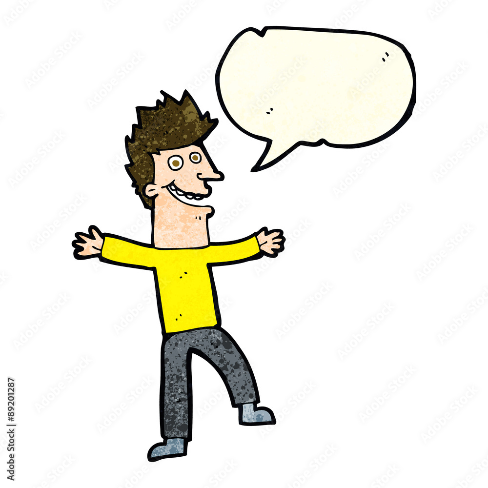 cartoon happy man with speech bubble cartoon happy man with speech bubble