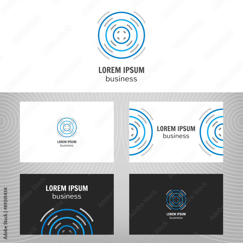 Business logo. Round icon for the business company. Vector design element for editing. Business card with logo for corporate, media, technology