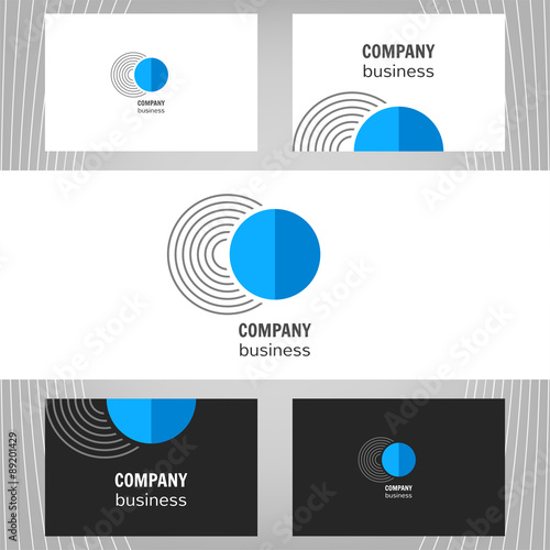 Business logo. Round icon for the business company. Vector design element for editing. Business card with logo for corporate, media, technology