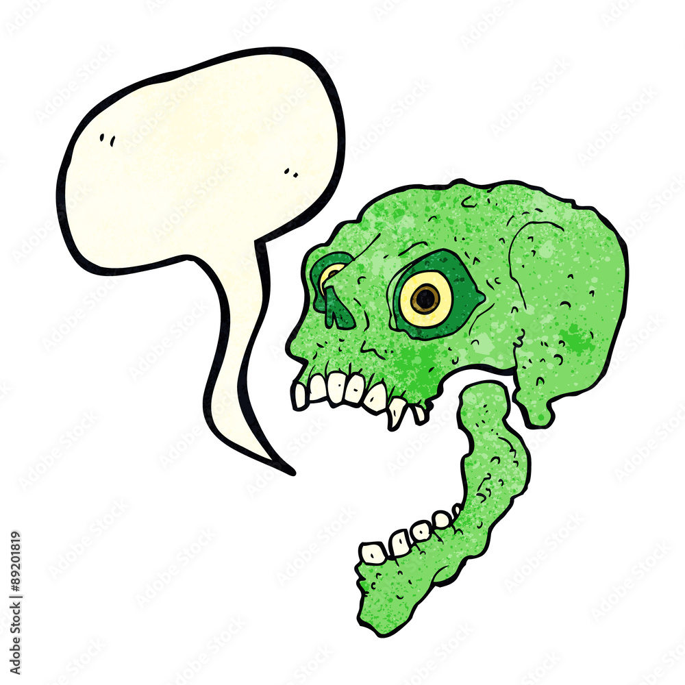 cartoon scary skull with speech bubble cartoon scary skull with speech bubble
