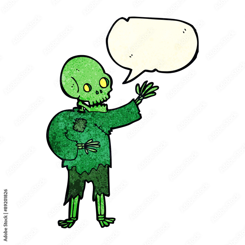 cartoon skeleton waving with speech bubble cartoon skeleton waving with speech bubble