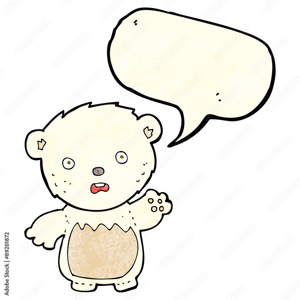cartoon worried polar bear with speech bubble cartoon worried polar bear with speech bubble
