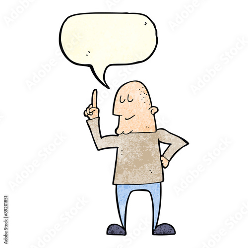 cartoon man pointing finger with speech bubble