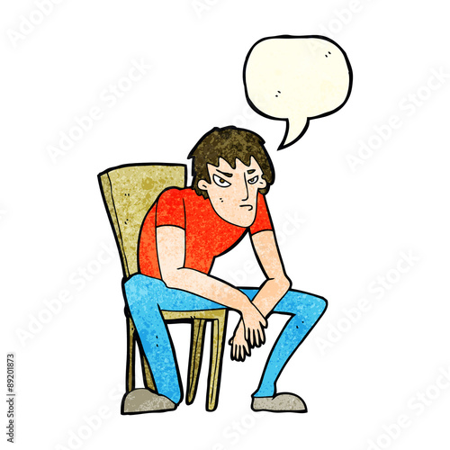cartoon dejected man with speech bubble