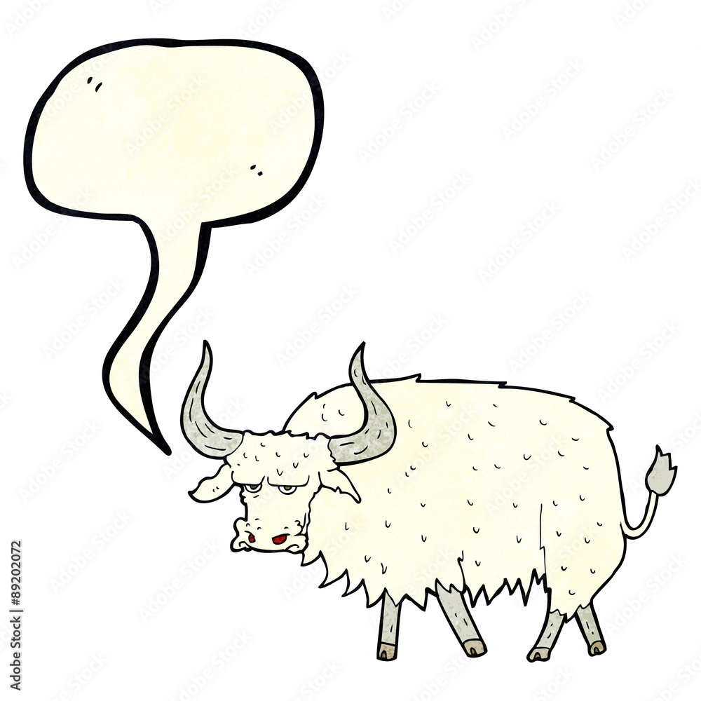 cartoon annoyed hairy ox with speech bubble cartoon annoyed hairy ox with speech bubble