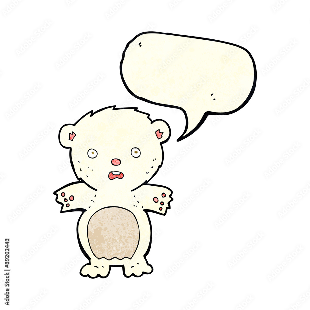 frightened polar bear cartoon with speech bubble frightened polar bear cartoon with speech bubble