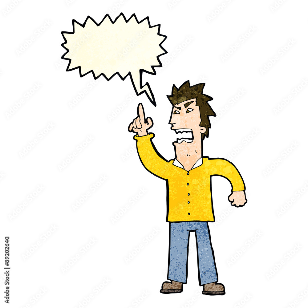 cartoon angry man making point with speech bubble Stock Vector | Adobe Stock