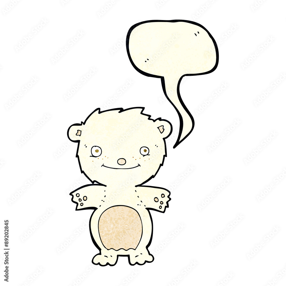 cartoon happy little polar bear with speech bubble cartoon happy little polar bear with speech bubble