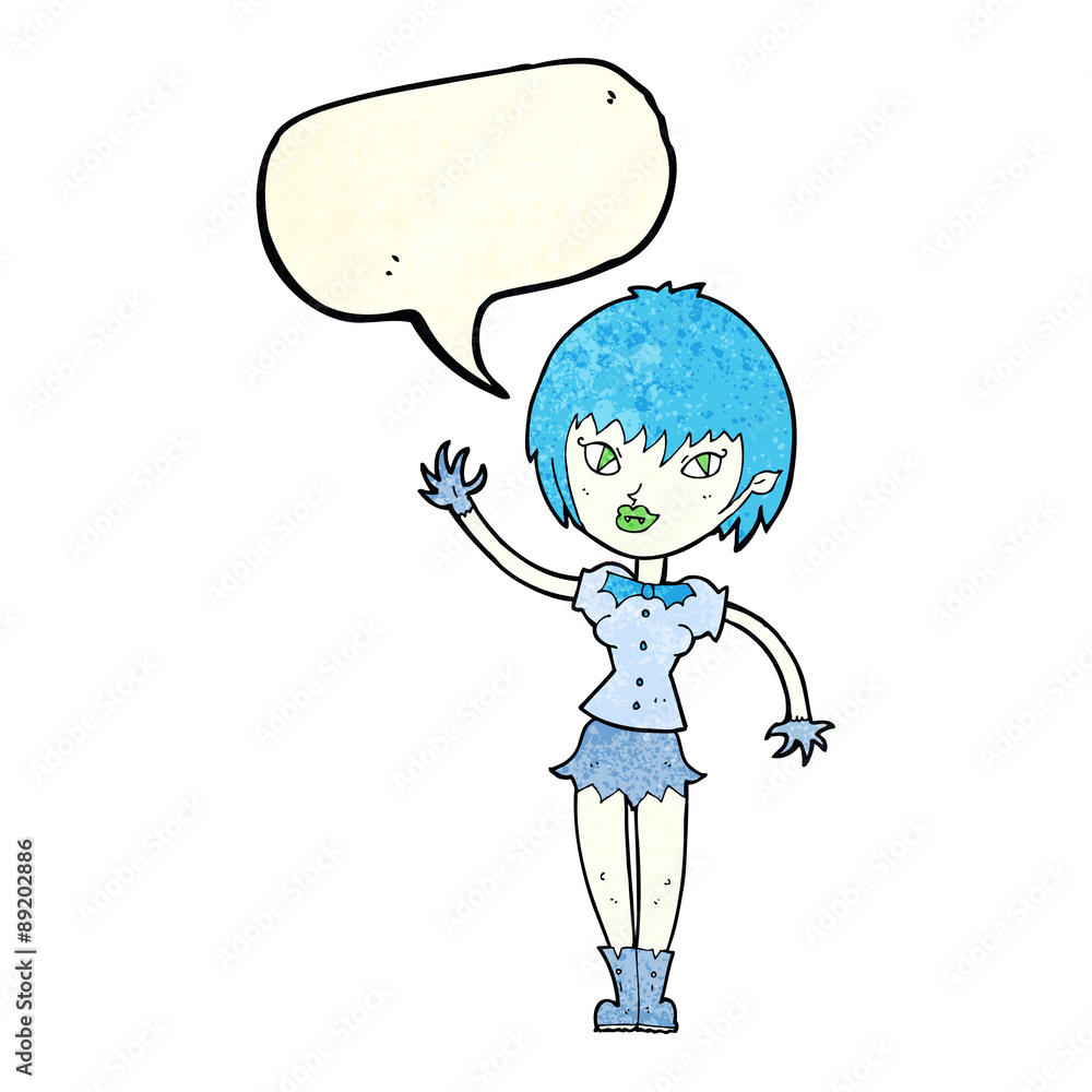 cartoon vampire girl with speech bubble cartoon vampire girl with speech bubble