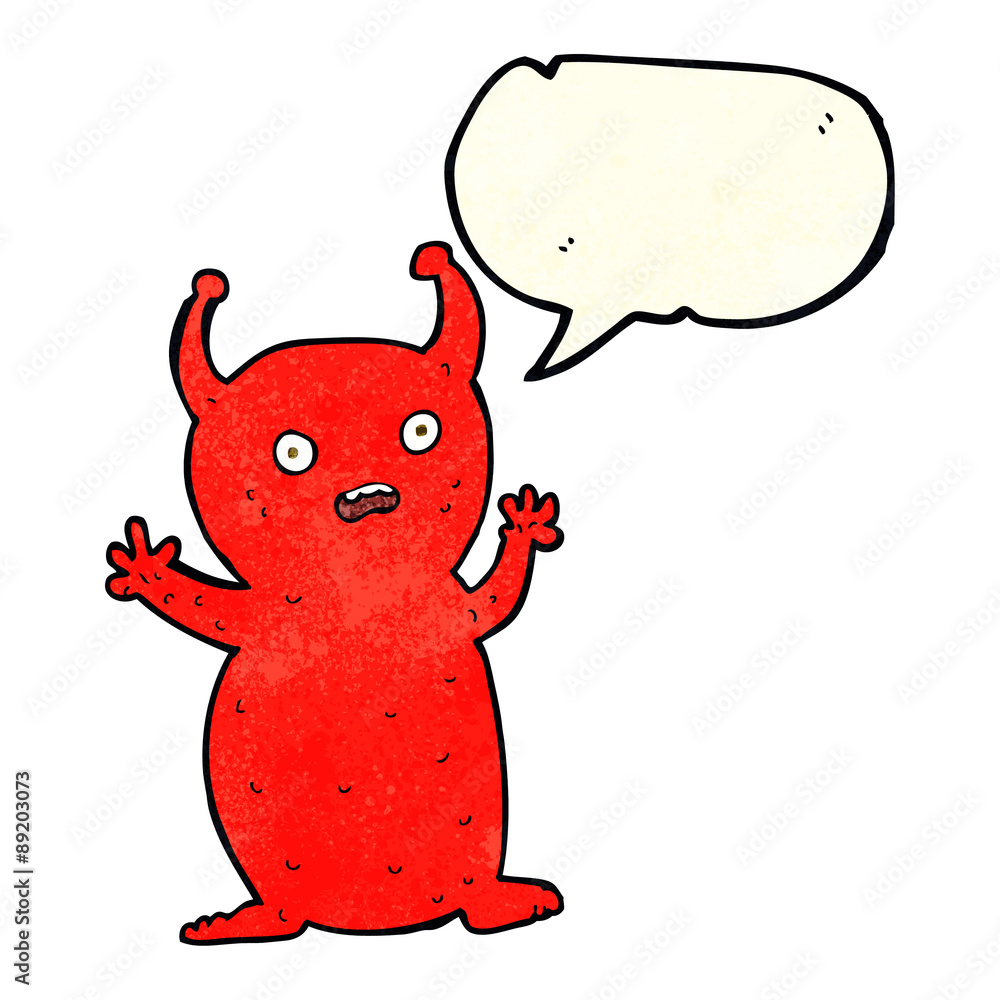 cartoon funny little alien with speech bubble cartoon funny little alien with speech bubble