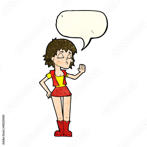 cartoon cool girl with speech bubble