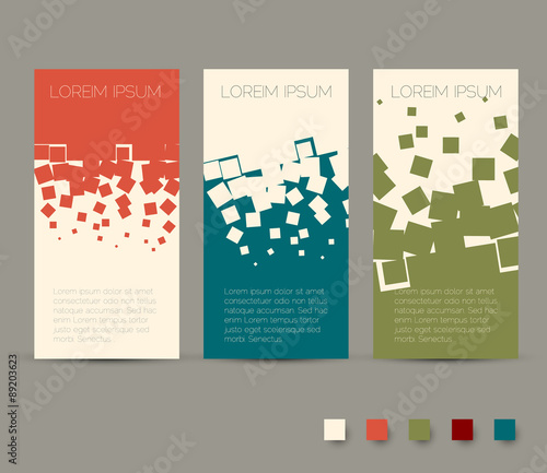 Simple colorful horizontal banners - with square motive