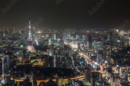 Tokyo cityscape at night around the Roppongi area
