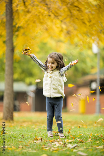 Little girl at the autumn park
