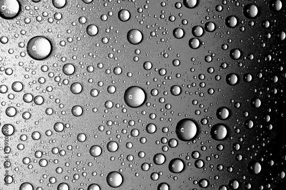 Water drops closeup. Abstract black and white background of waterdrops ...
