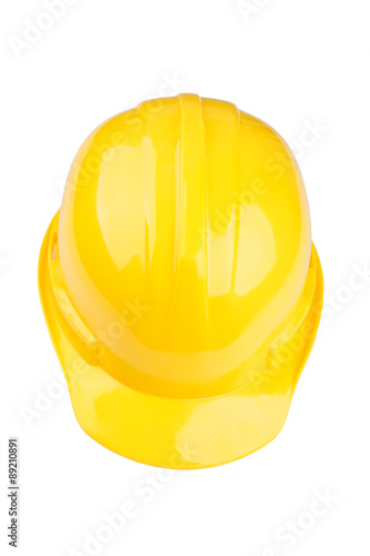 Yellow safety helmet on white background