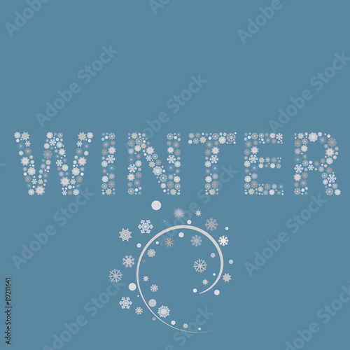 Word WINTER,  consists of the elements. Capital letters.