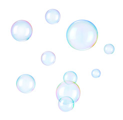 Soap bubbles on a white background