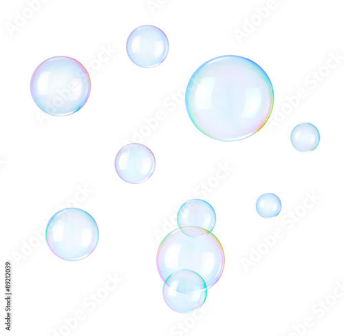 Soap bubbles on a white background photo