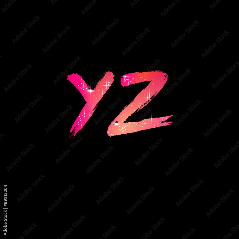 Vector Brush Stroke Font from Y to Z Vector Brush Stroke Font from Y to Z