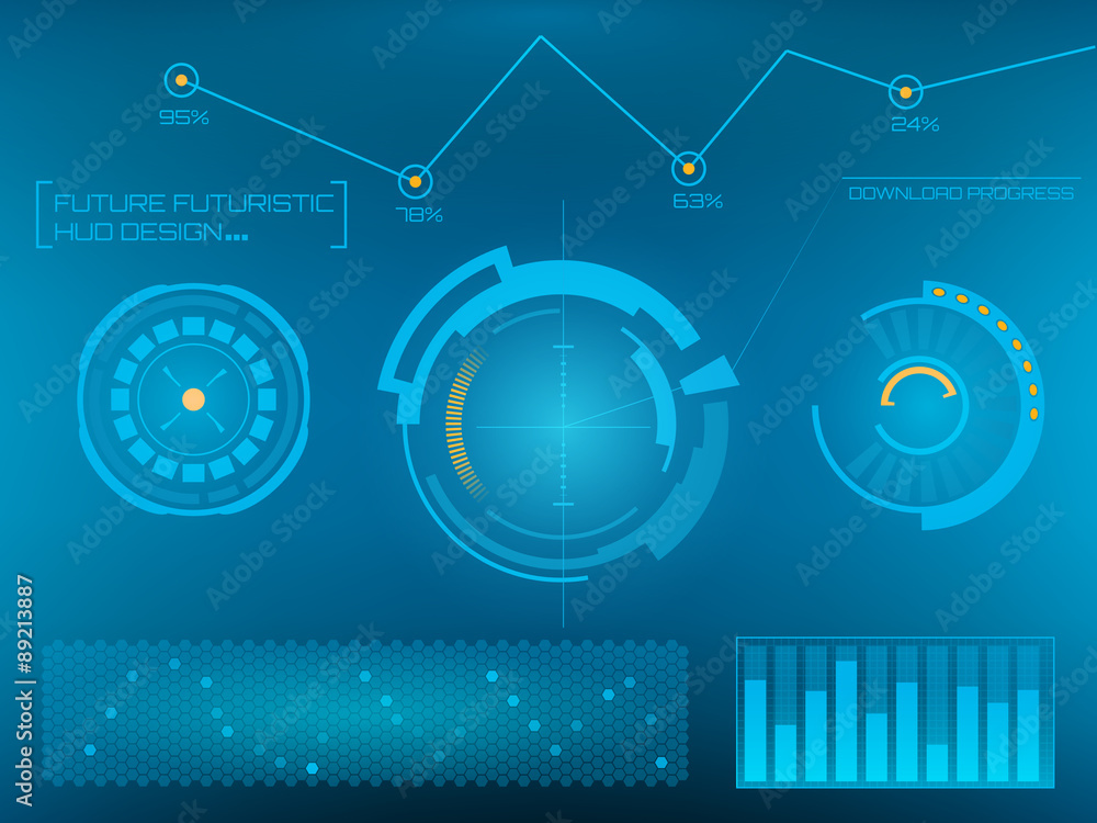 Obraz premium Abstract future, concept vector futuristic blue virtual graphic