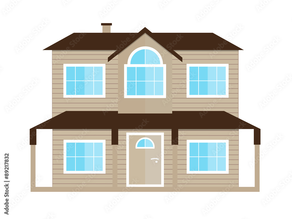 Flat icon retro Residential wooden building House vector modern illustration