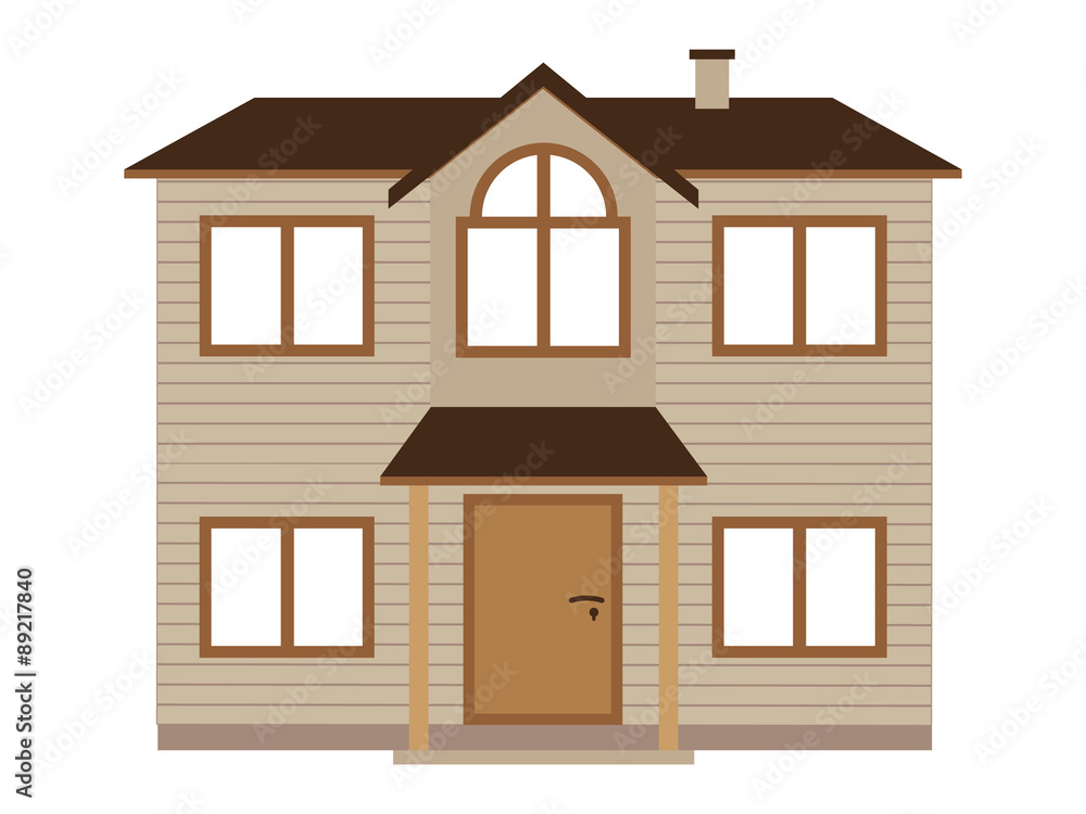 Flat icon retro Residential wooden building House vector modern illustration